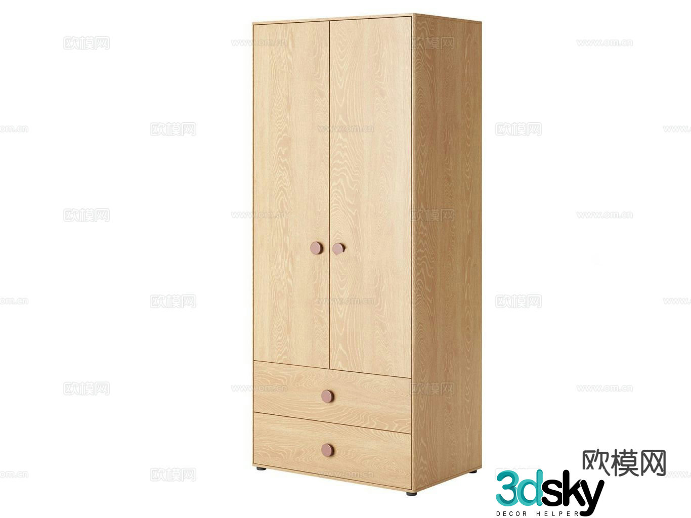 Simple swing door wardrobe 3d model
