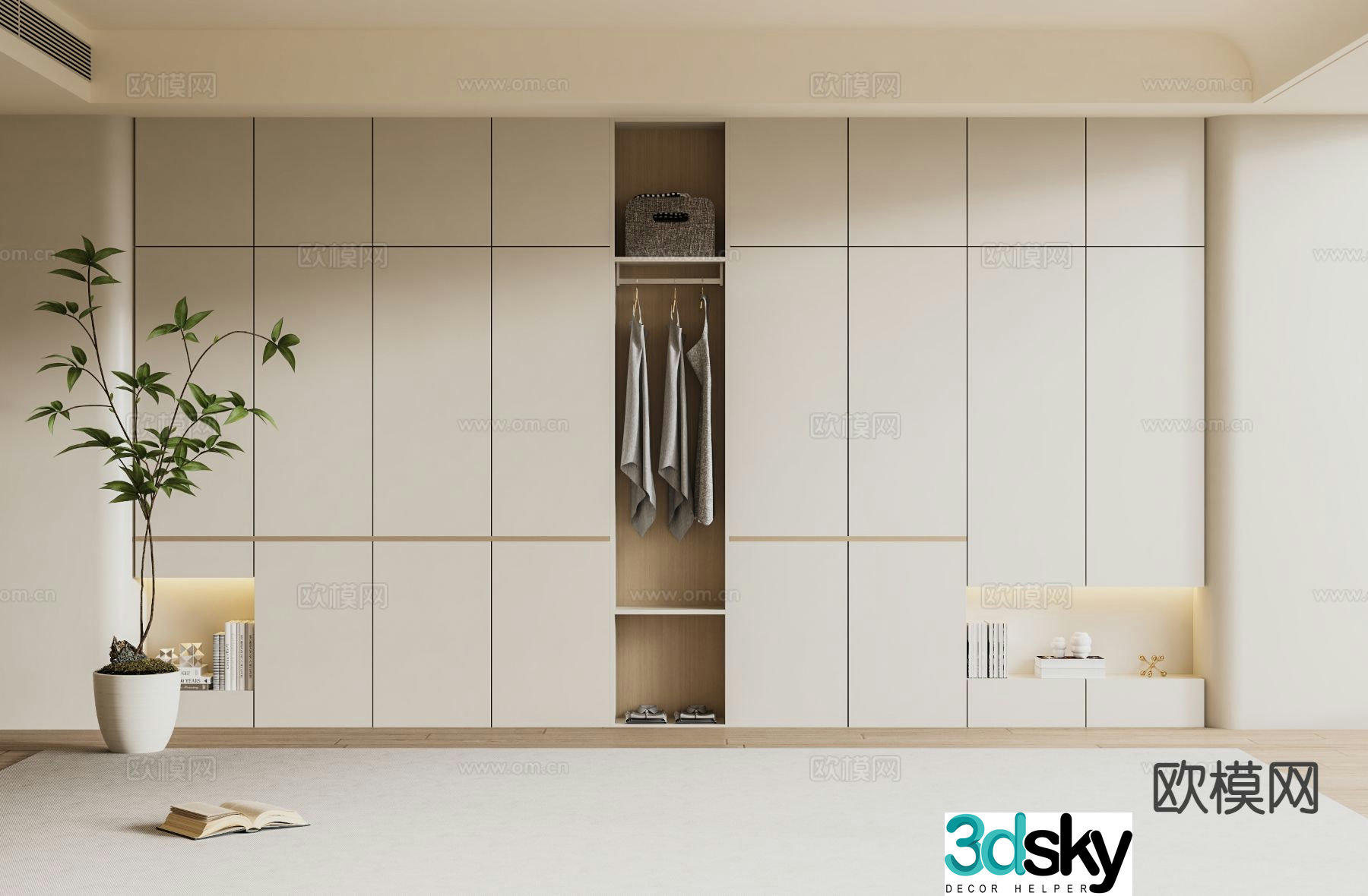 Cream style wardrobe 3d model