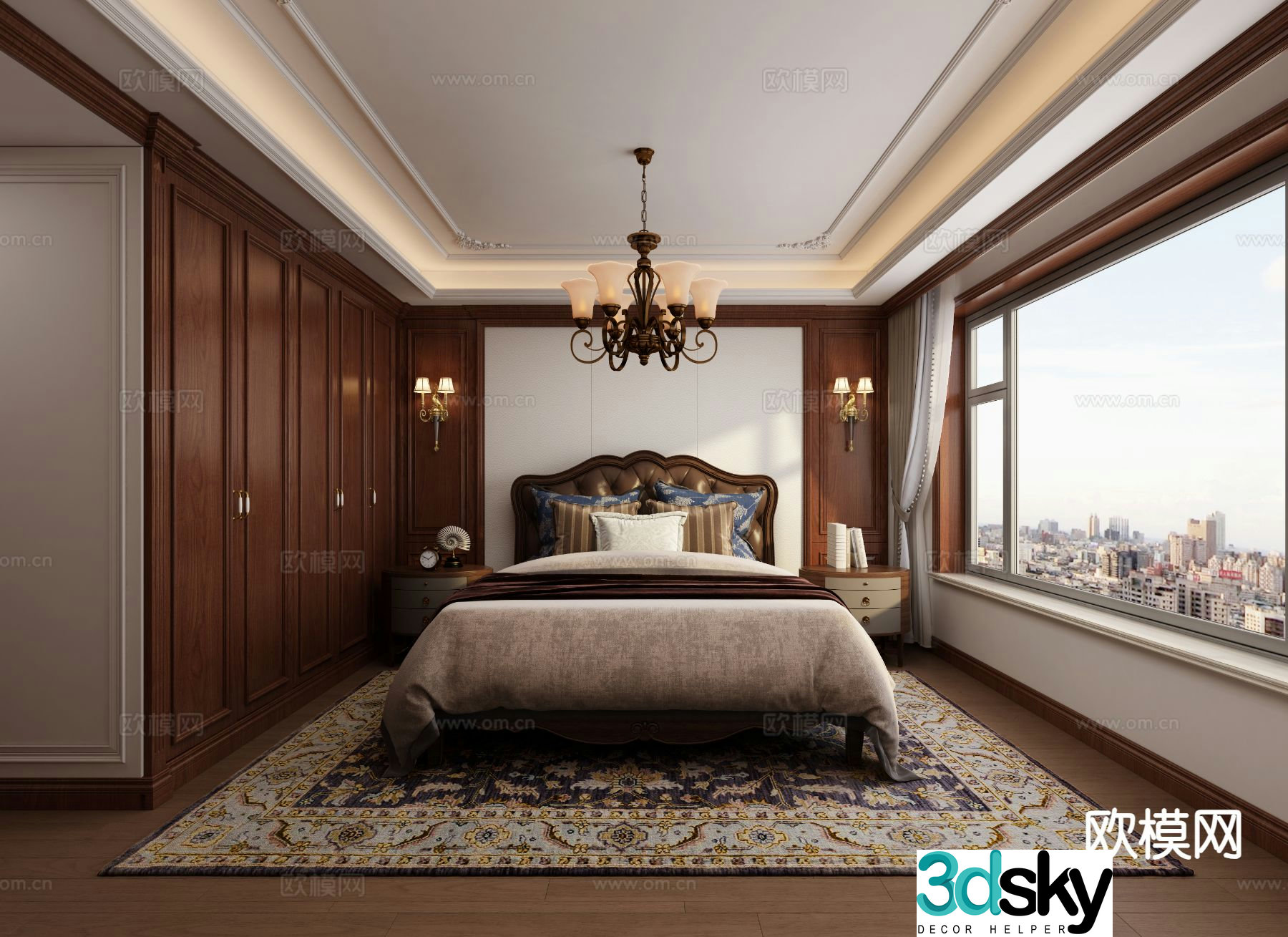 American style bedroom master bedroom 3d model