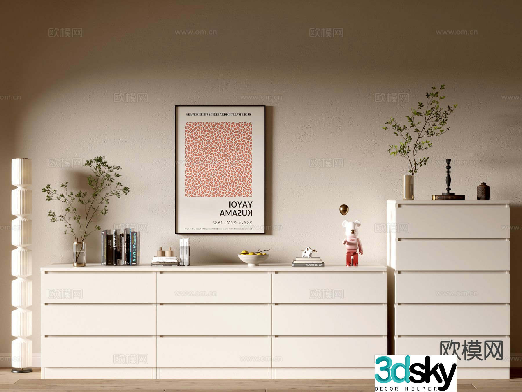 Cream style cabinet chest 3d model