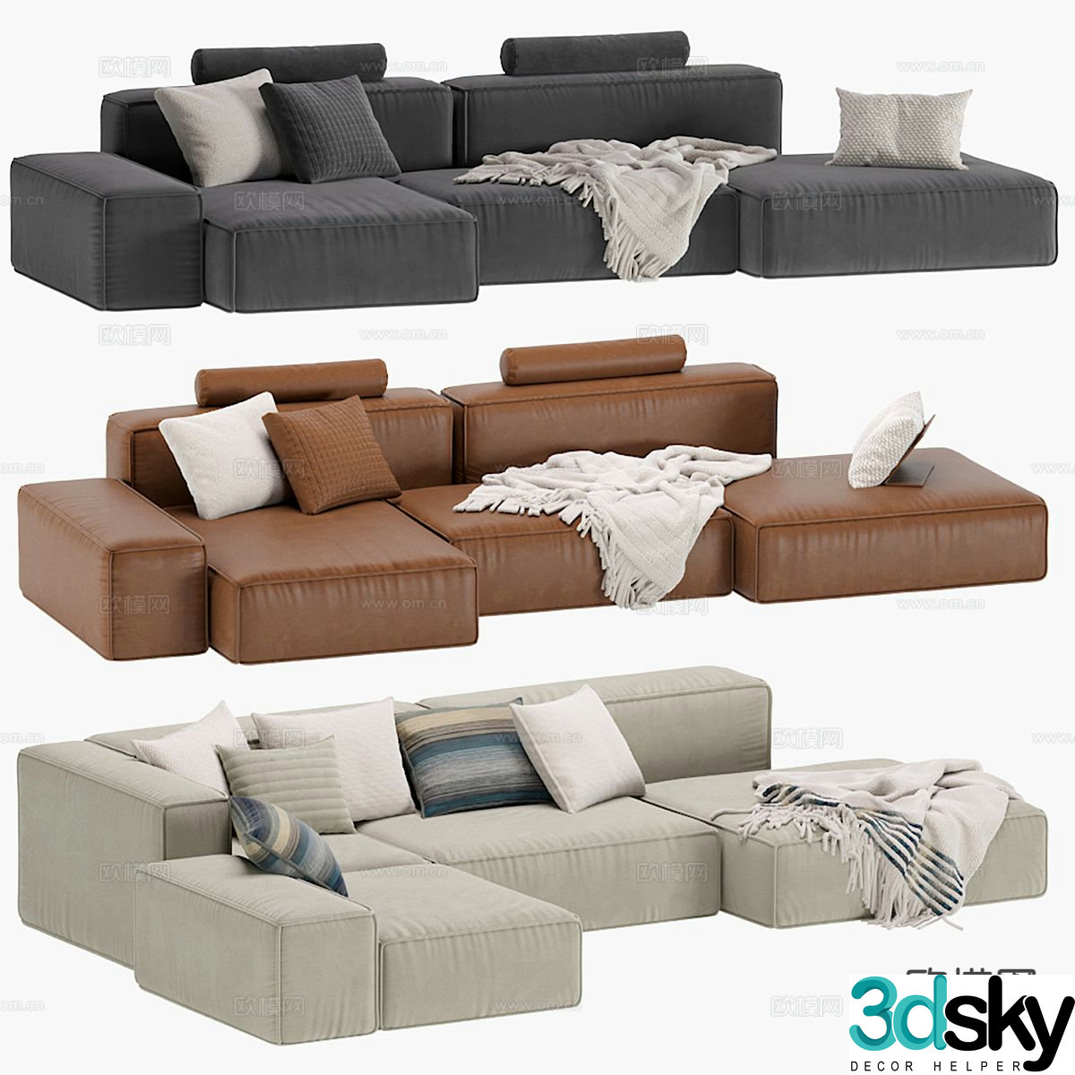 Multi-person sofa corner sofa 3d model