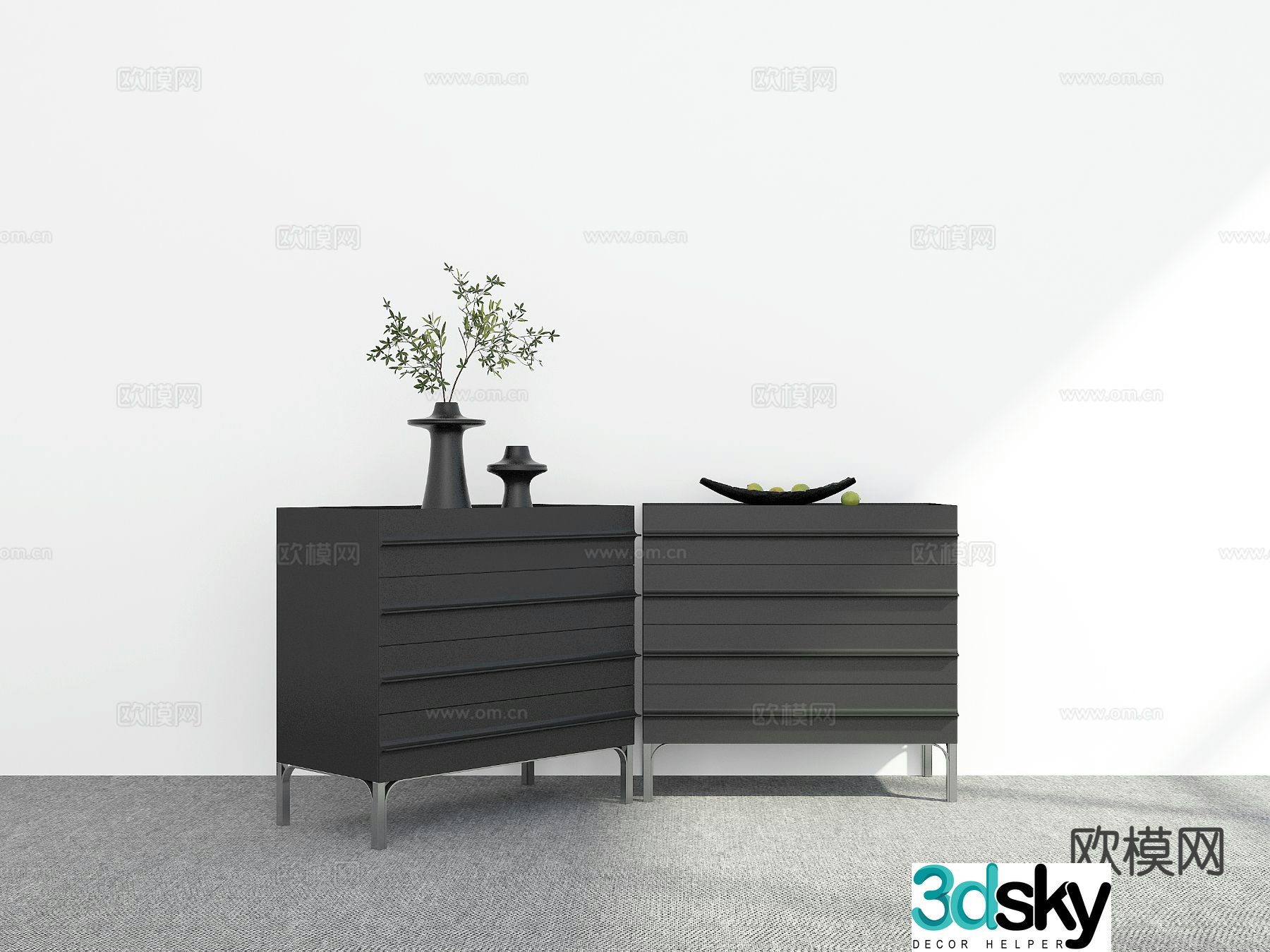 Modern side cabinet chest 3d model