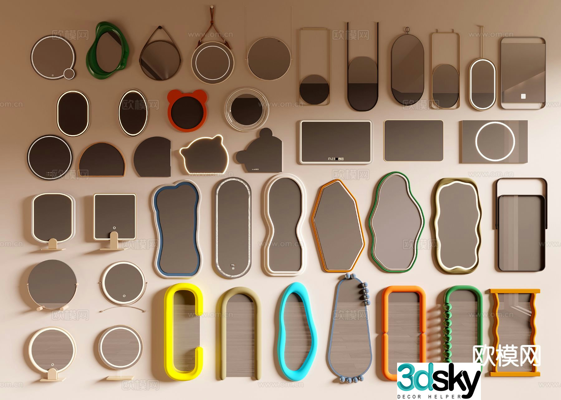 Special-shaped mirror decorative mirror hanging mirror 3D model