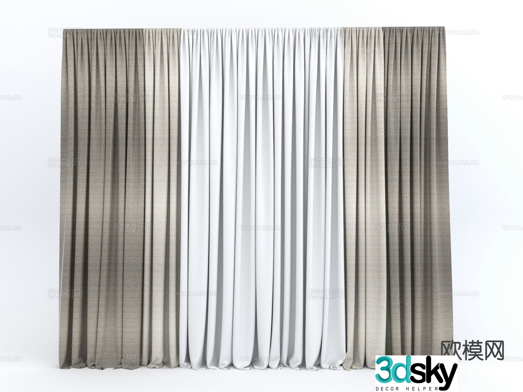Plain curtain screen gauze curtain 3d model