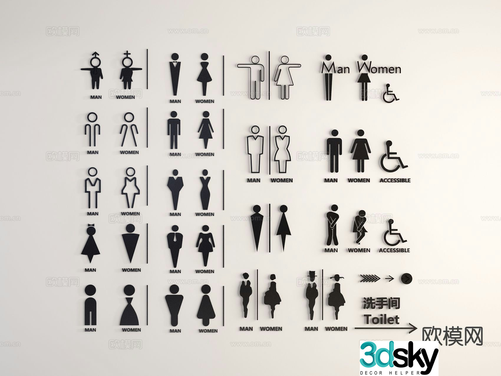 restroom sign restroom sign sign toilet sign 3d model