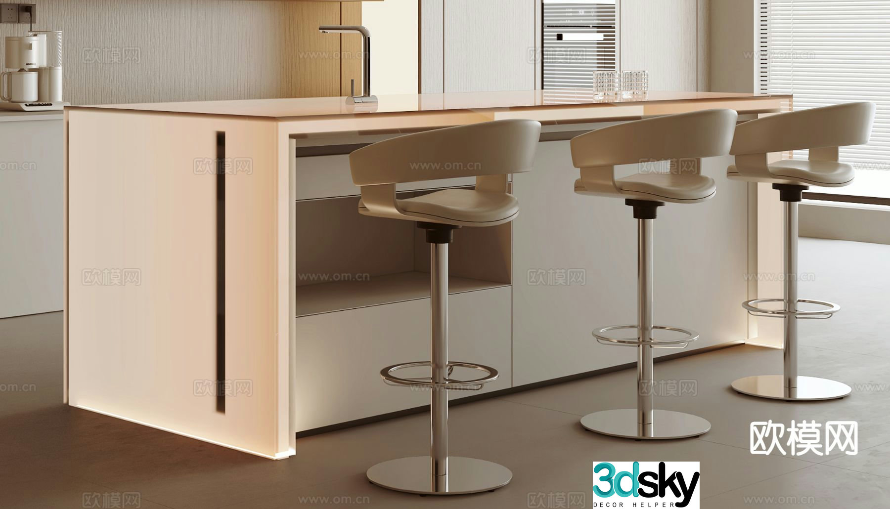 Modern bar bar chair 3d model