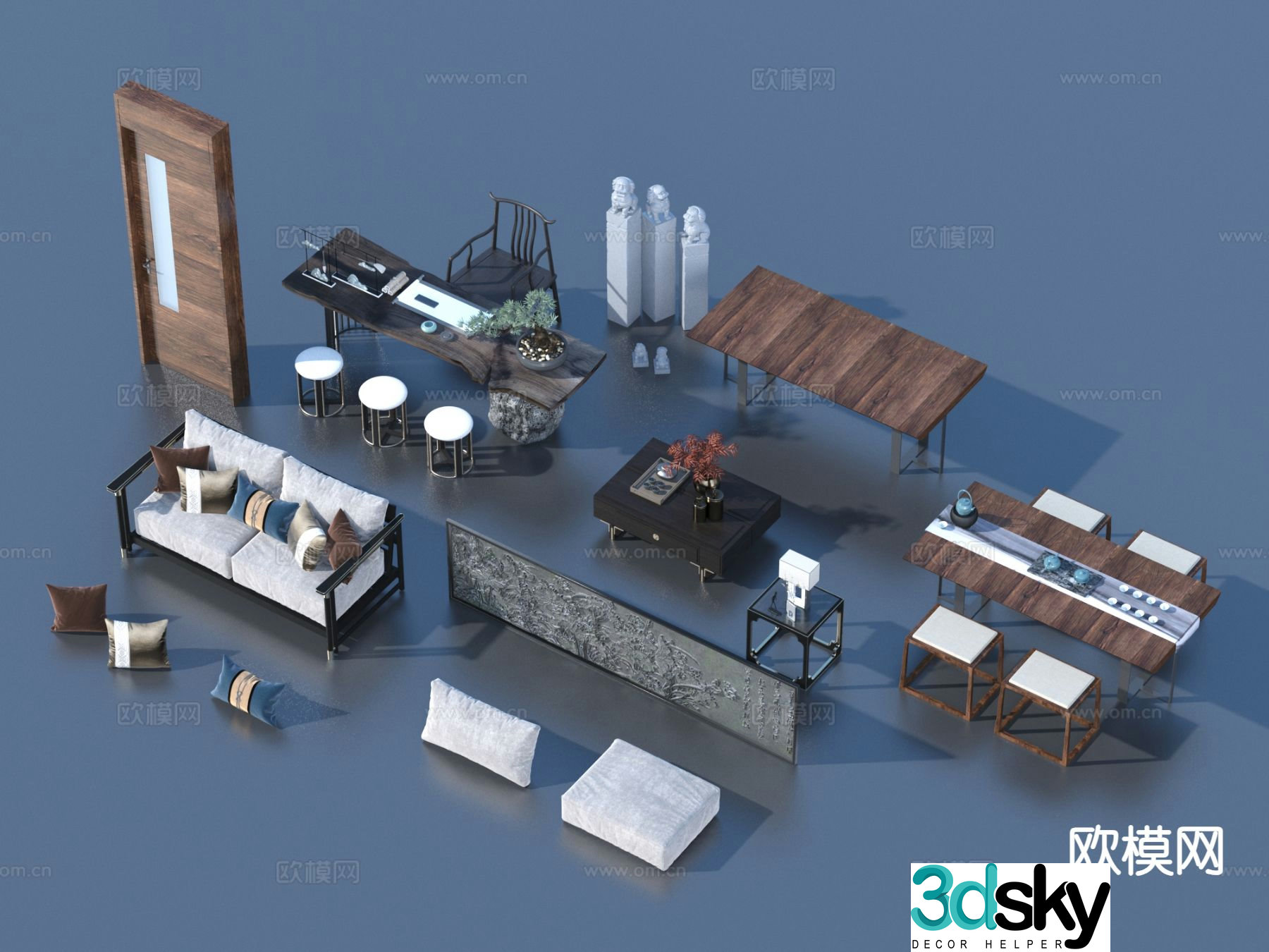 New Chinese style tea table tea table 3d model