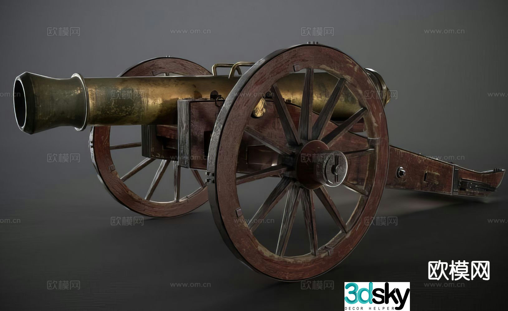 ancient cannon fort retro cannon field gun 3d model