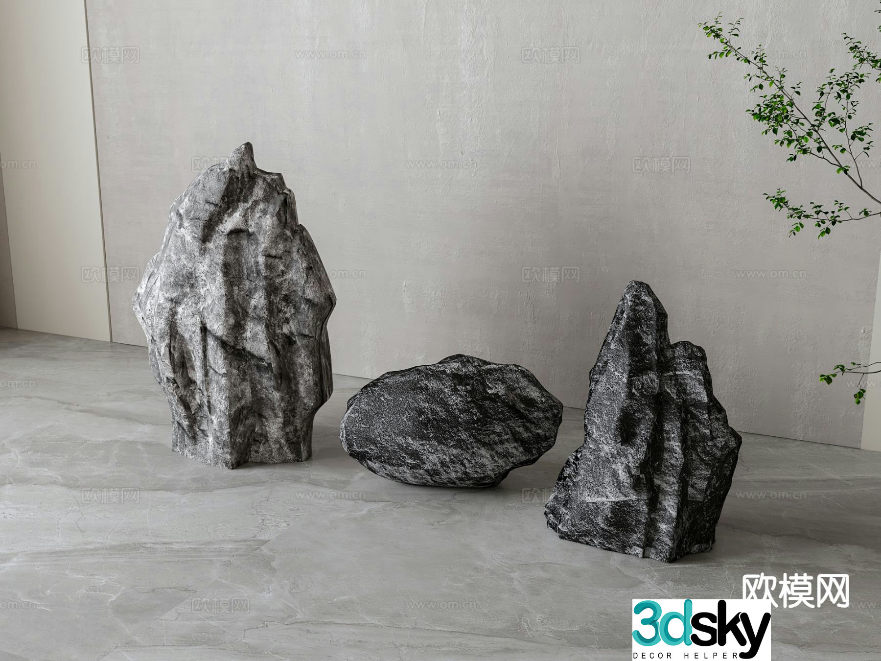 New Chinese style stone rockery 3D model
