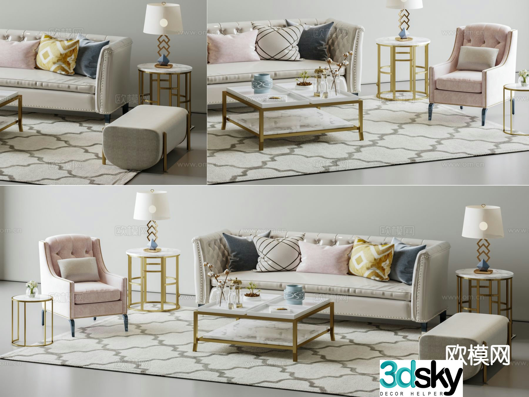 American sofa set 3d model