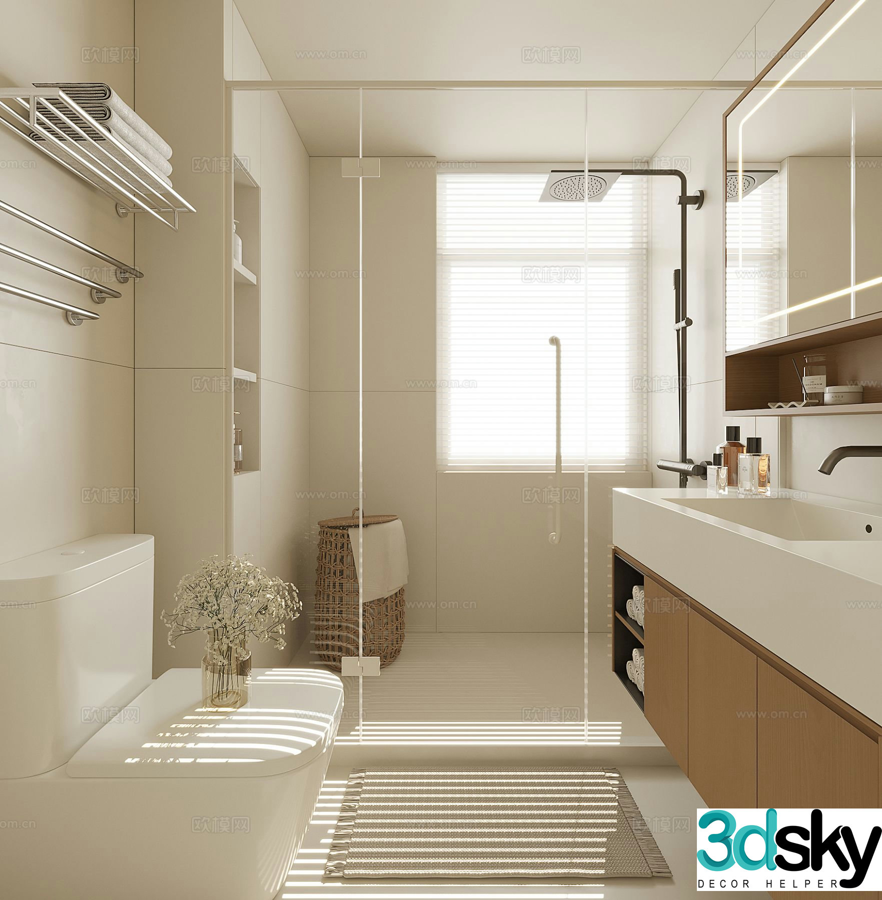 Cream style bathroom bathroom 3d model