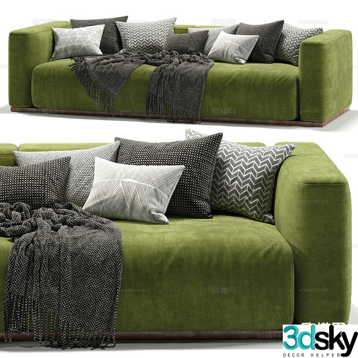Simple three-person sofa 3D model