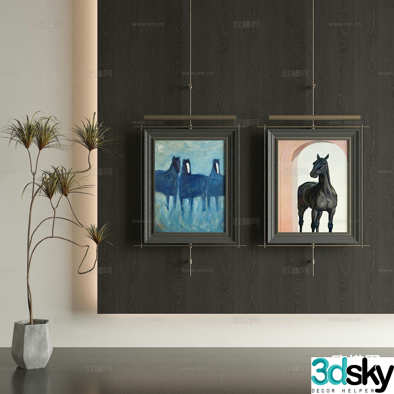 Medieval style art painting abstract painting decorative painting 3d model