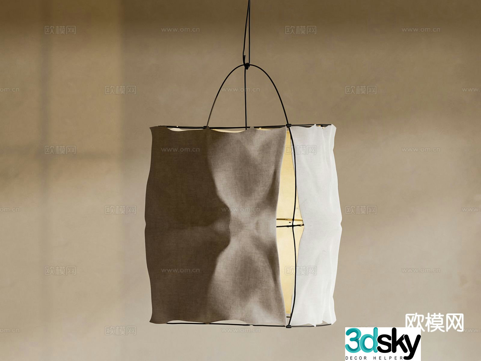 wabi-sabi chandelier lantern 3d model