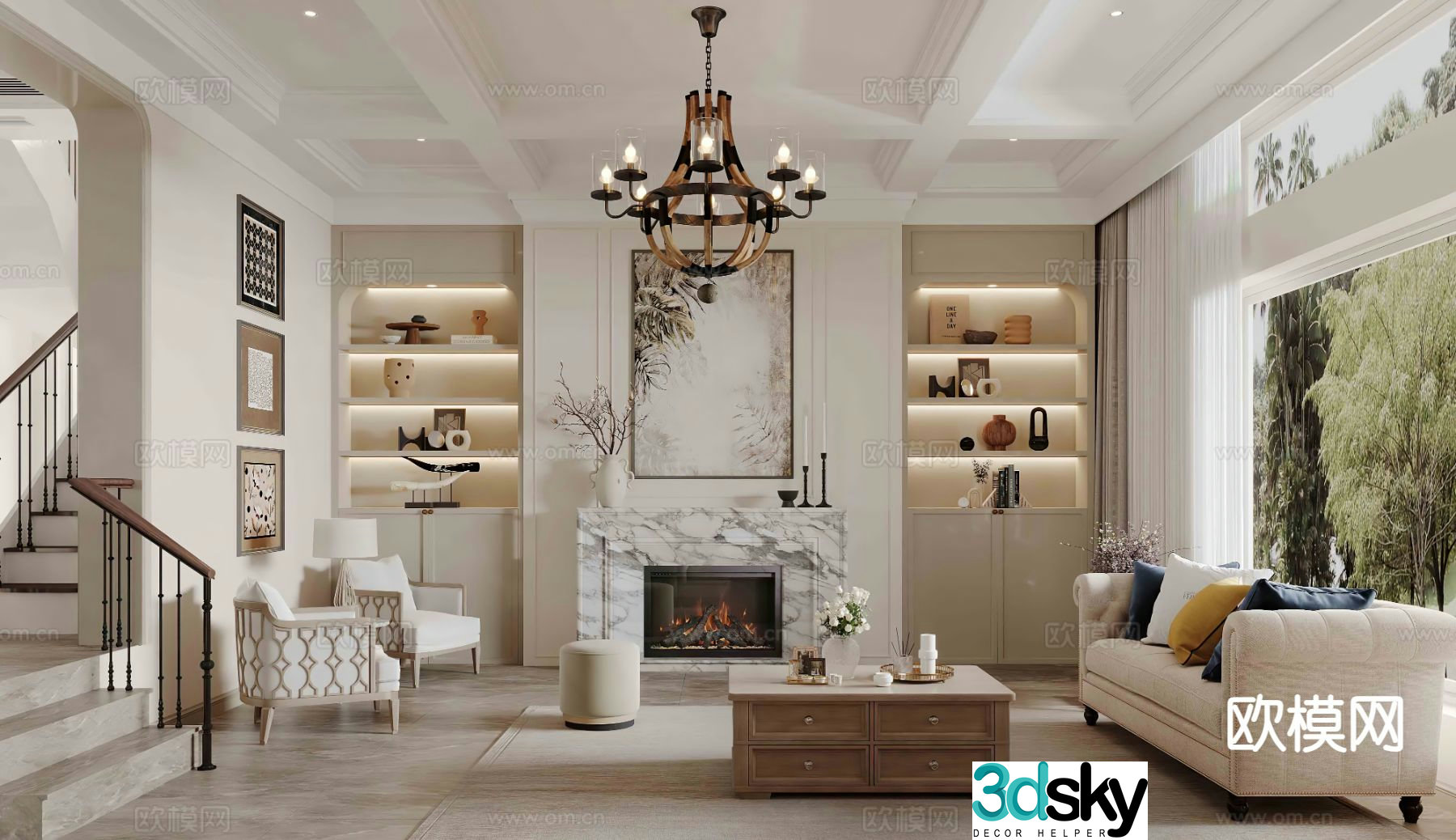 American living room 3d model
