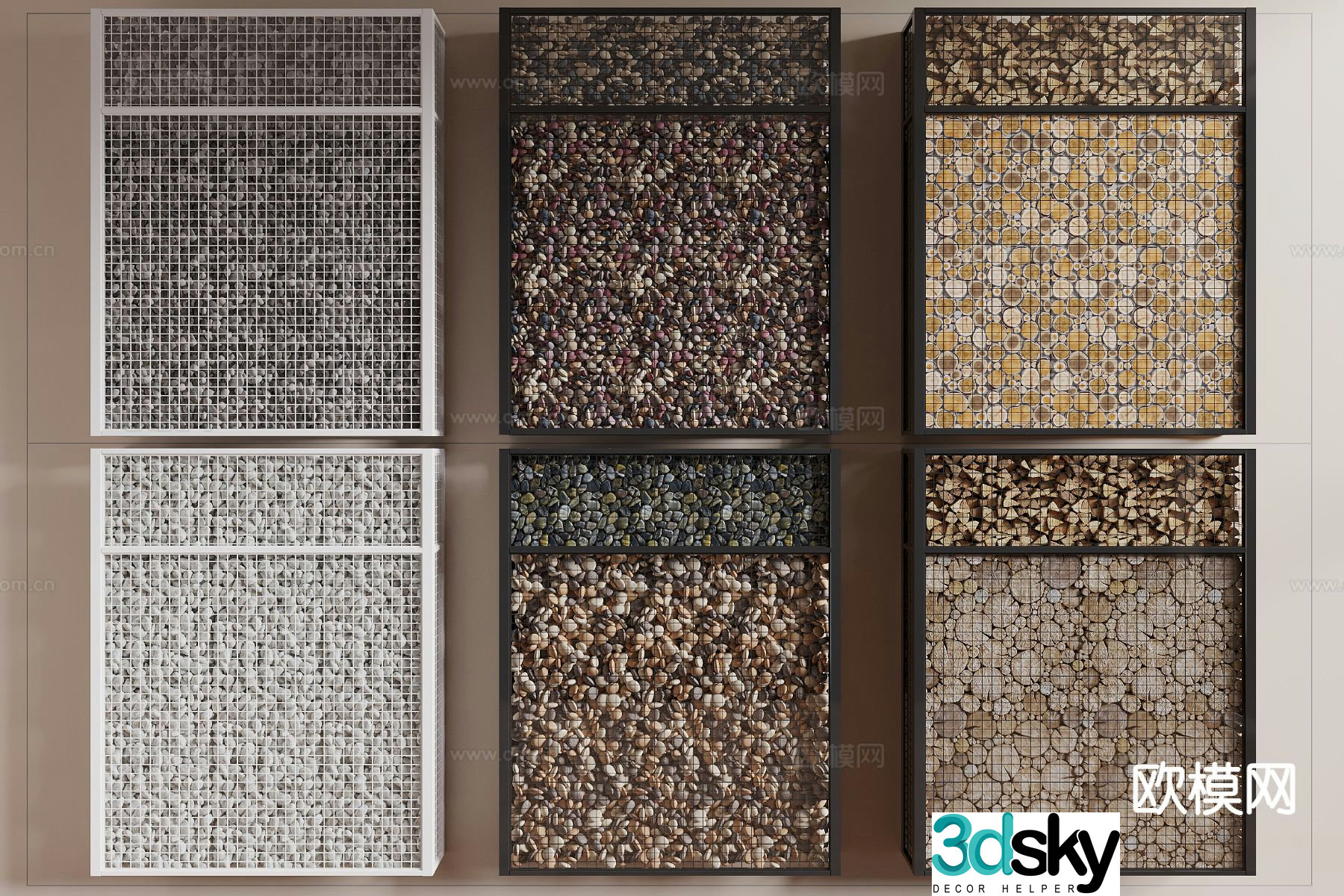 Stone wall decorations wood hangings wall hangings 3d model