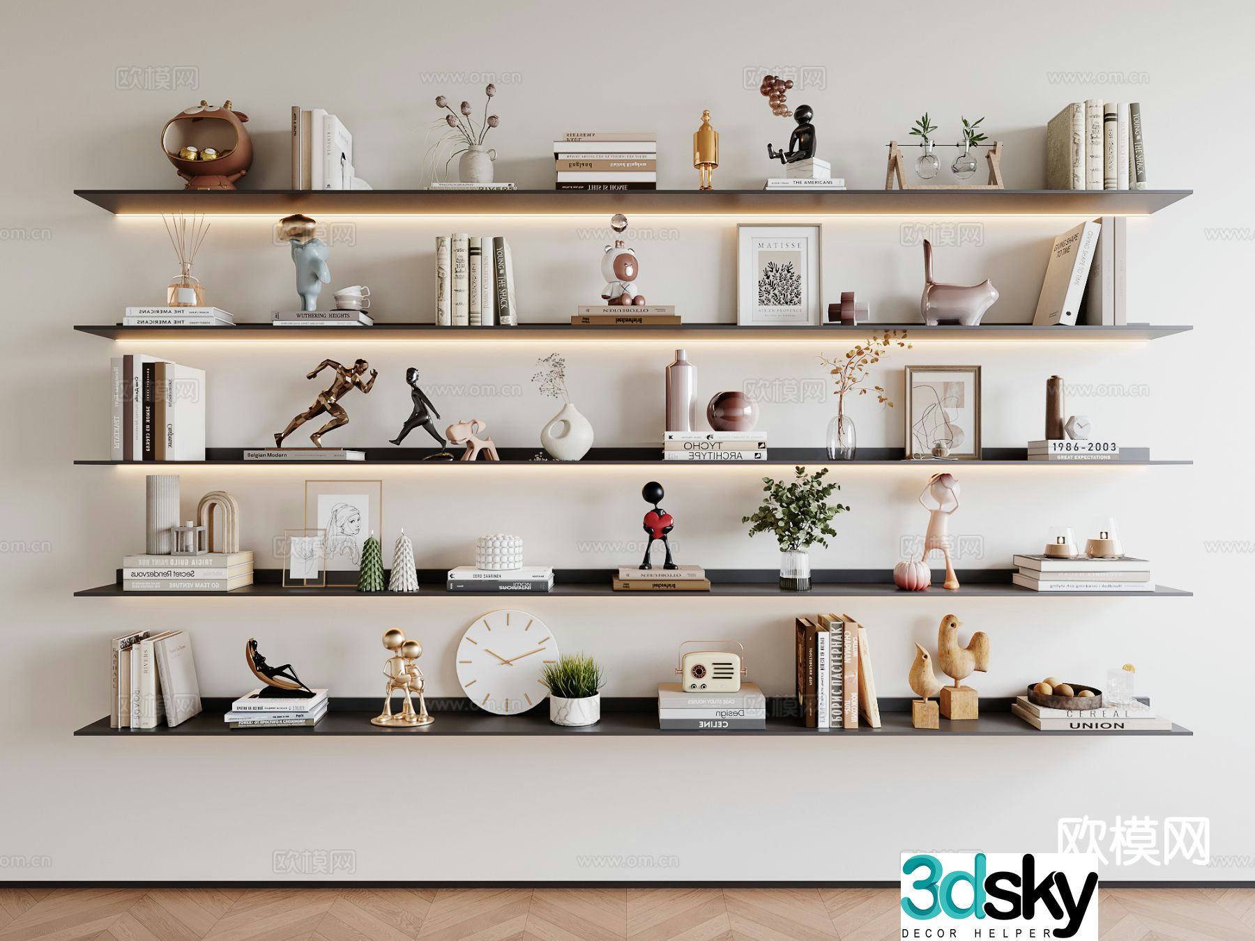 Modern jewelry ornaments books book 3d model