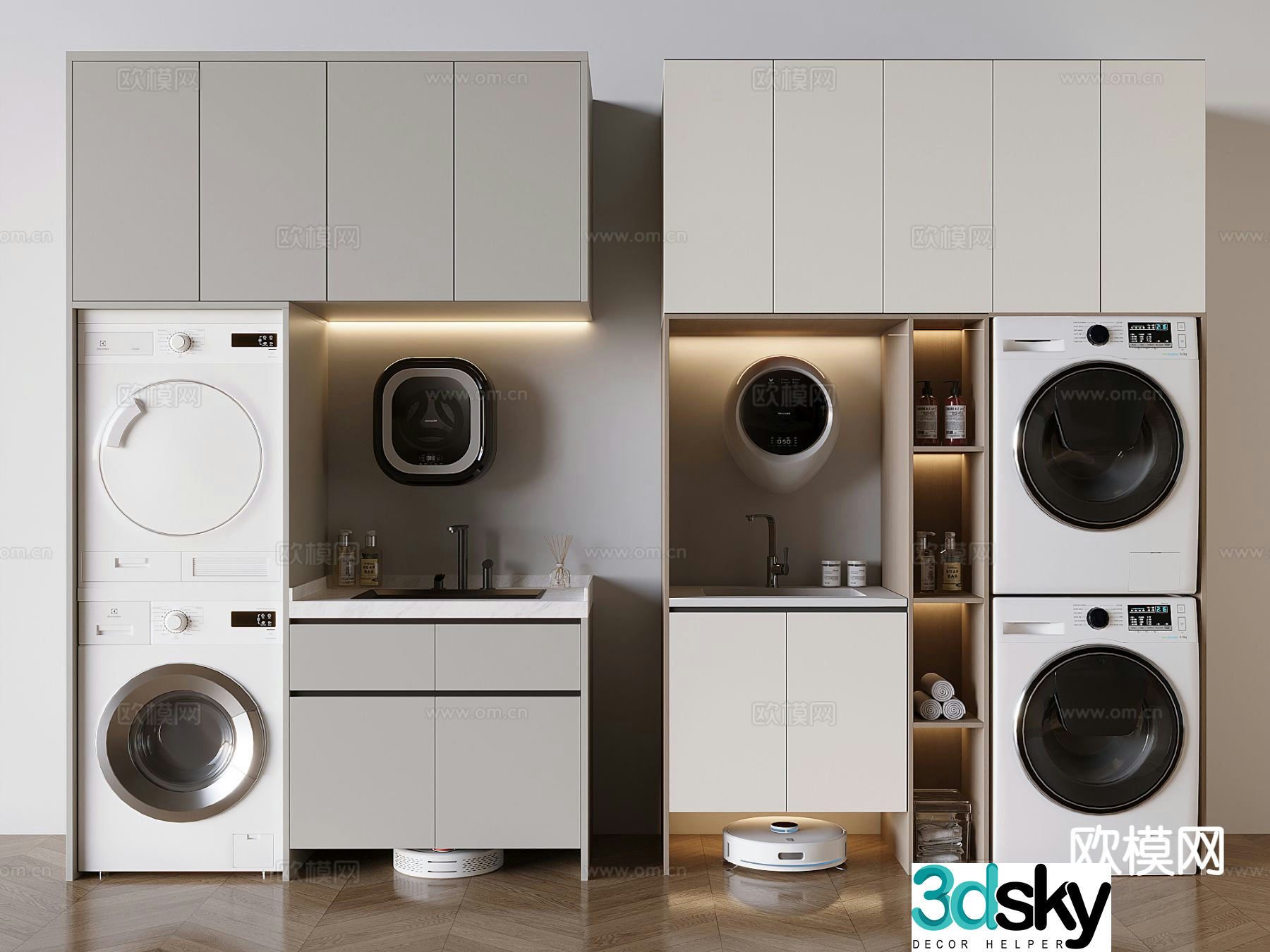 Modern washing machine cabinet balcony cabinet 3d model