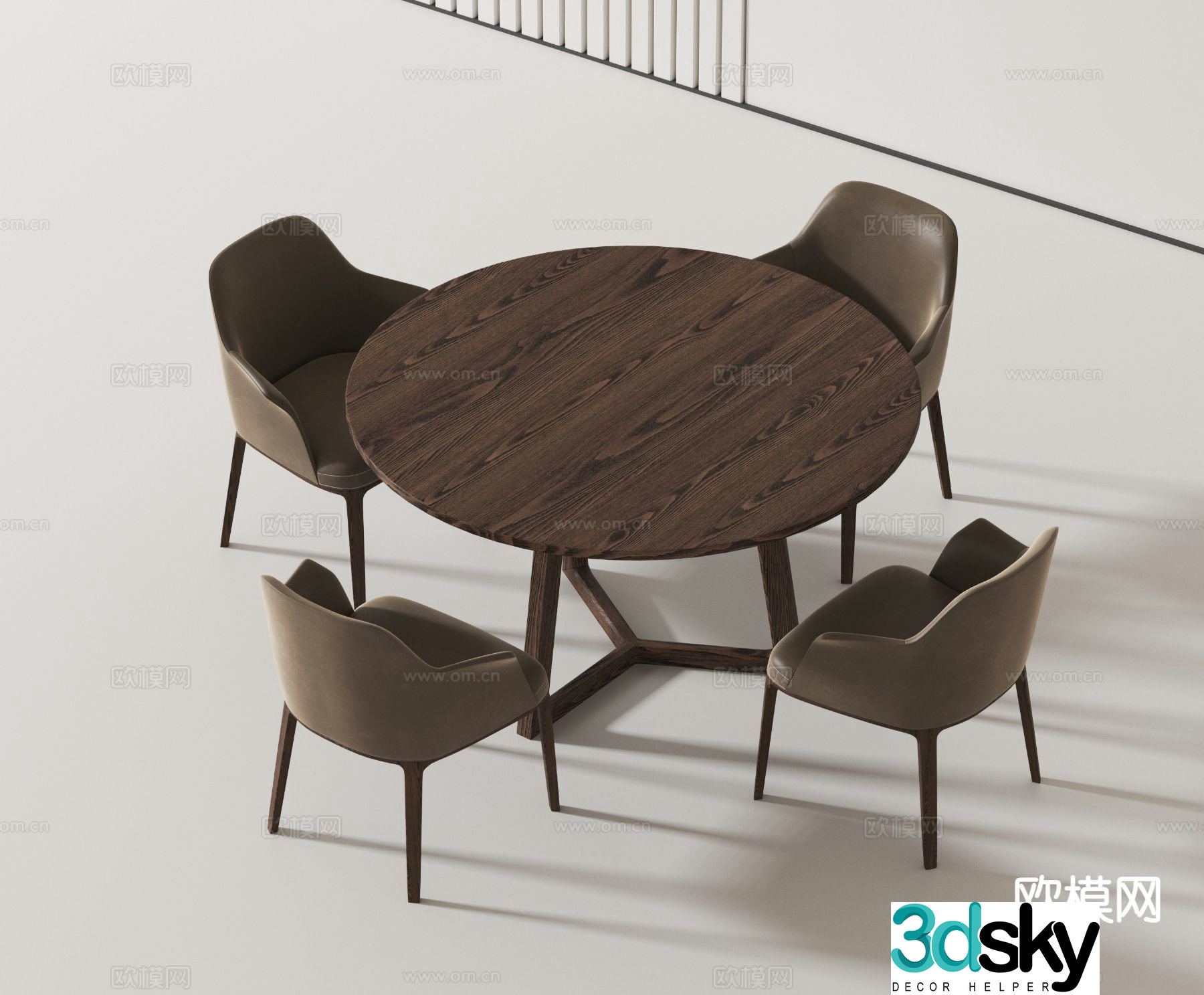 Modern round table leisure table and chairs 3d model
