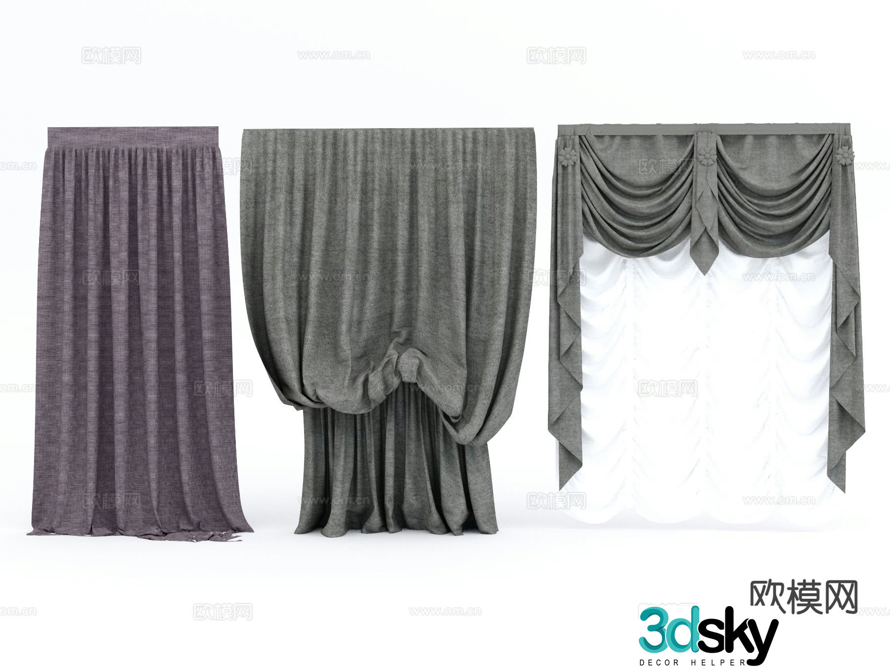 American curtains screens gauze curtains 3d model
