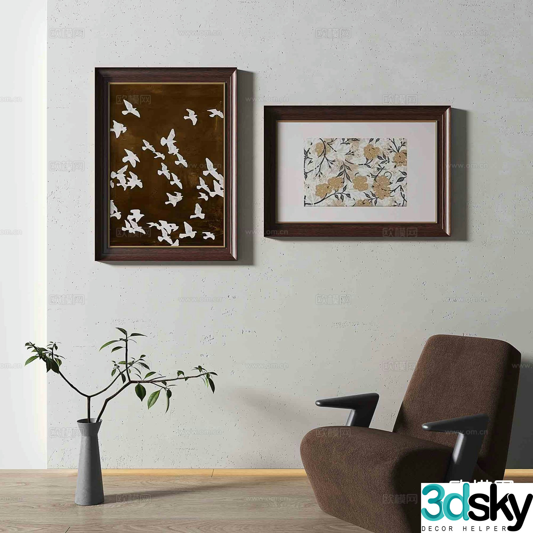 Simple European retro painting decorative painting 3D model