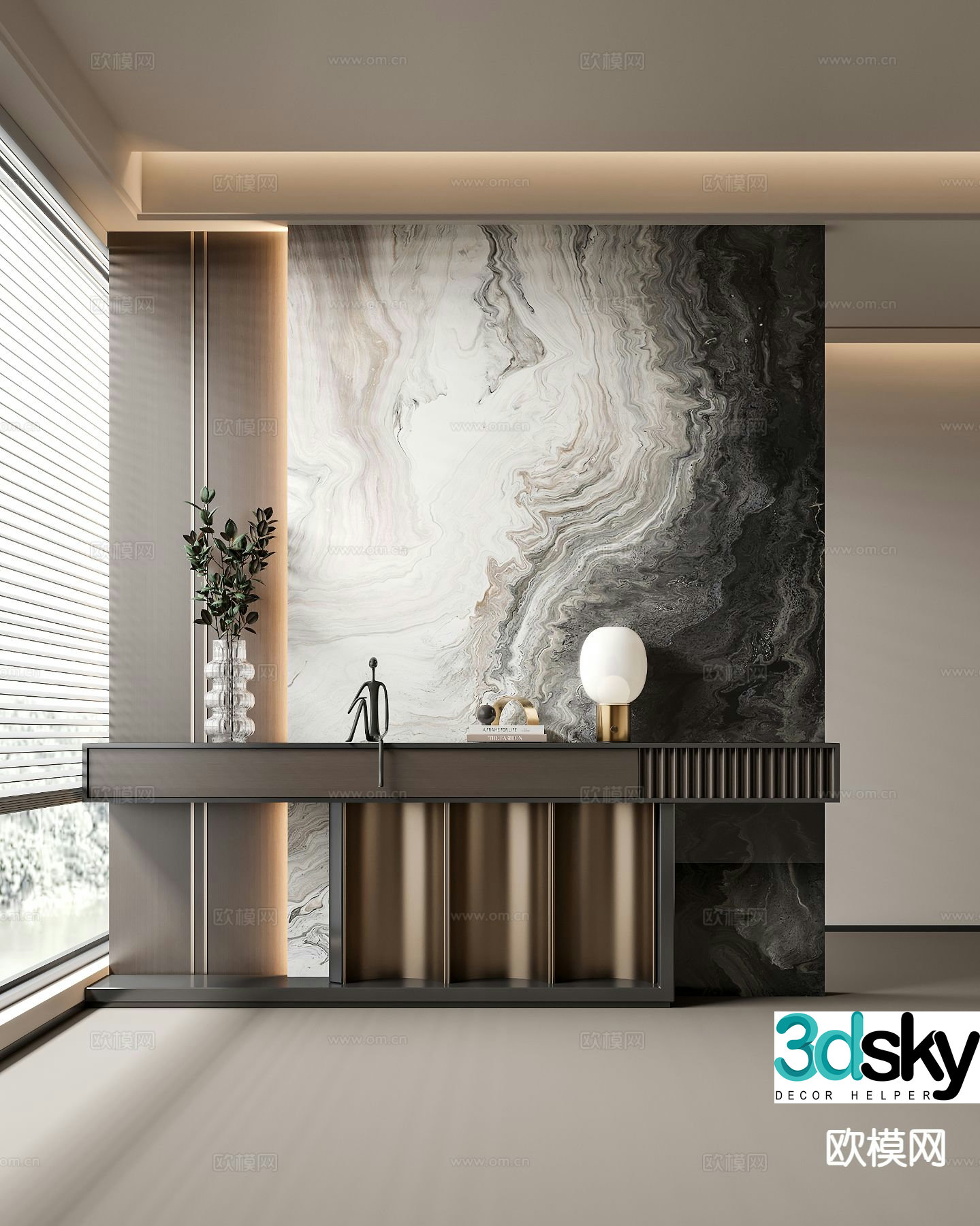 Modern console table console table facing wall 3d model