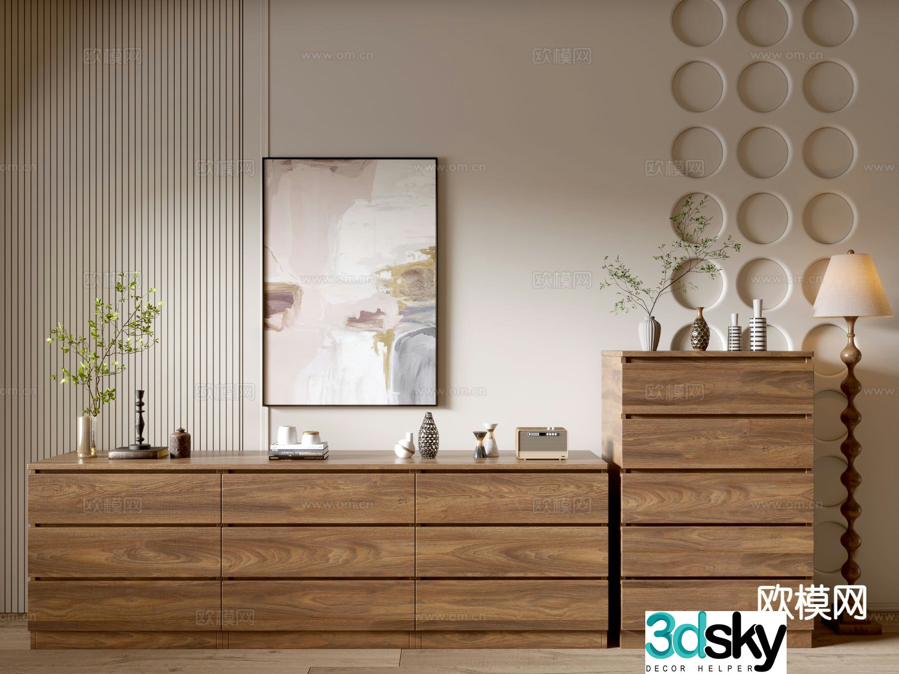 Wabi-sabi entrance cabinet side cabinet 3D model