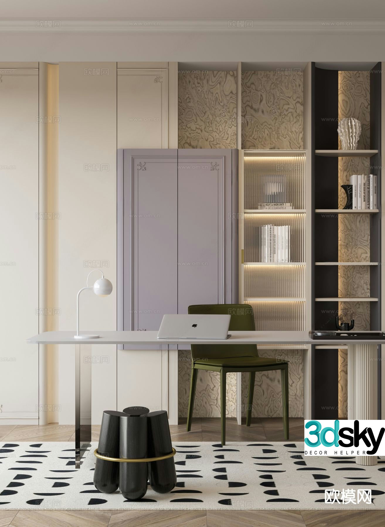 French study room 3d model