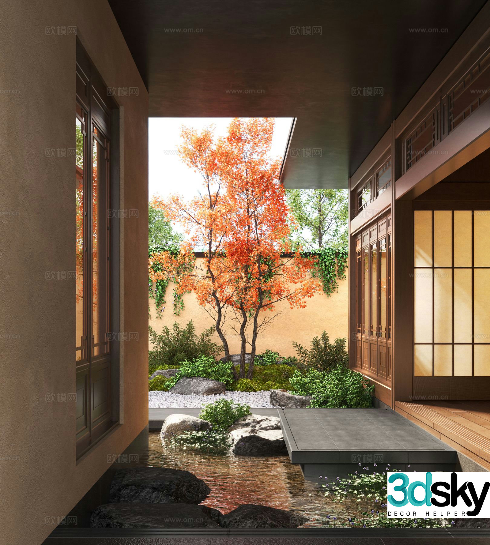 New Chinese Zen courtyard 3D model
