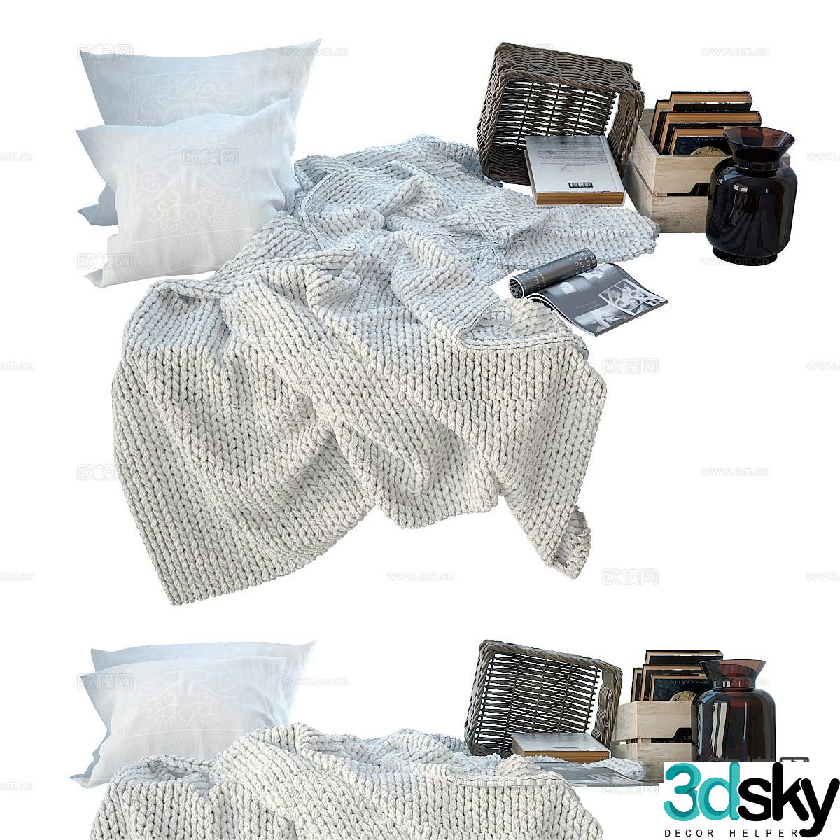 Pillow blanket window sill decorative ornaments 3d model