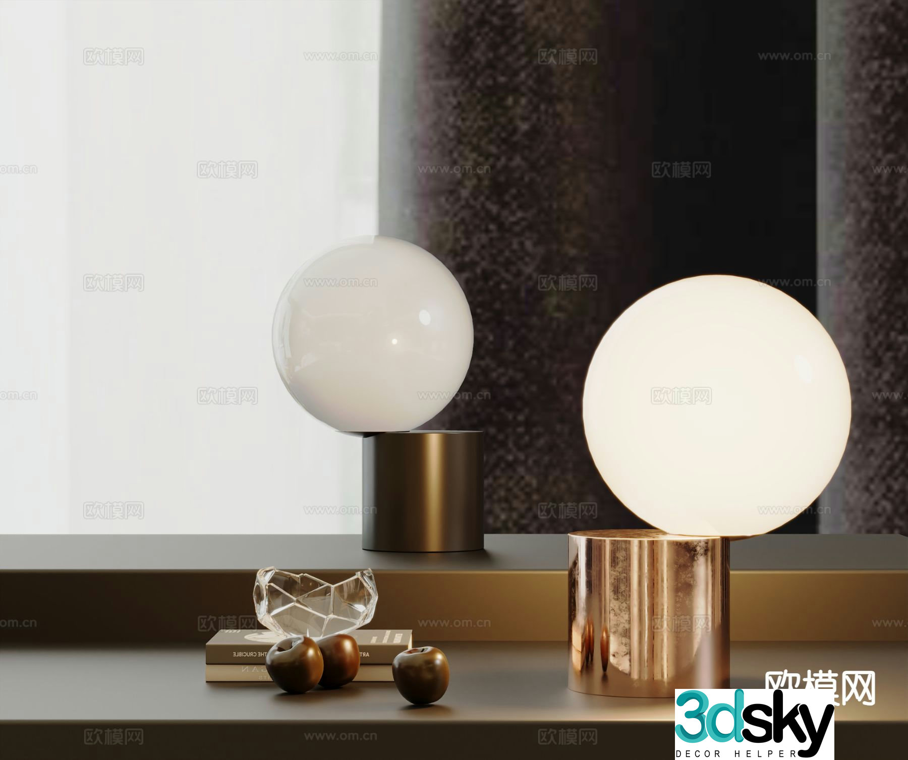 Minimalist desk lamp spherical desk lamp 3d model