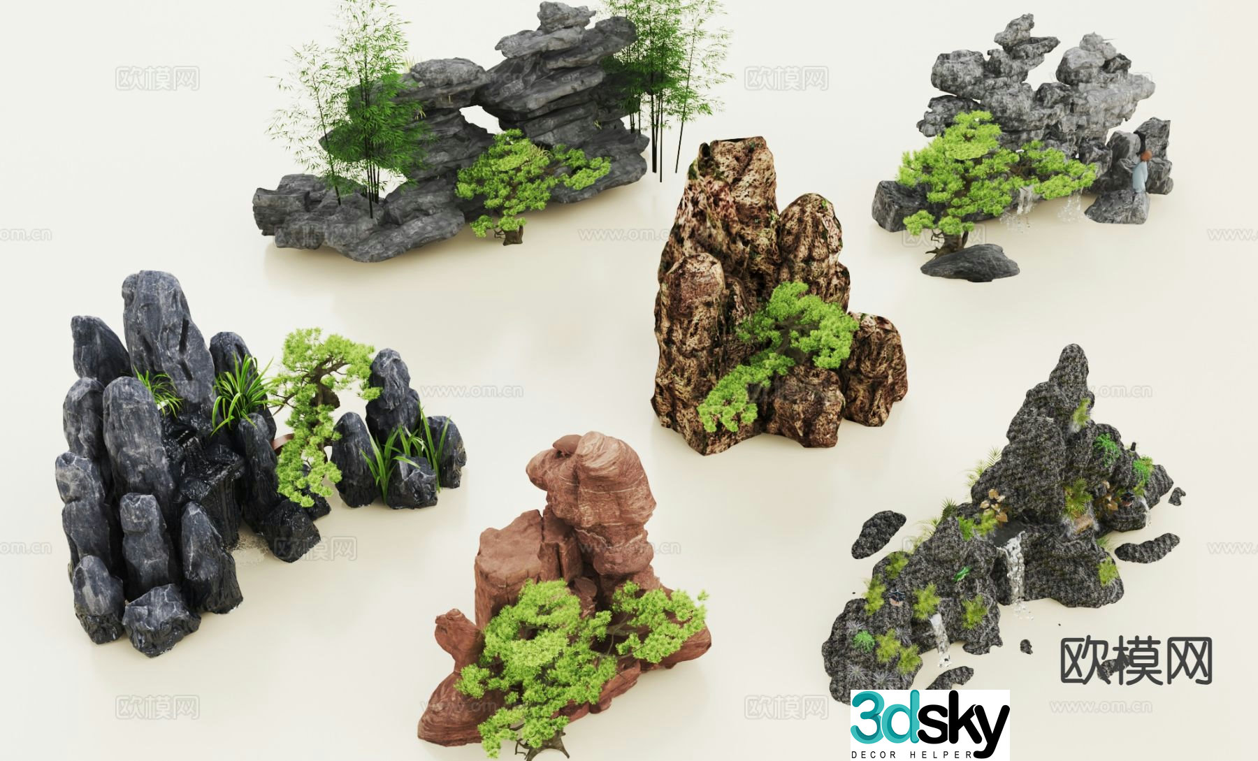 Landscape rockery rockery waterscape rockery landscaping 3D model