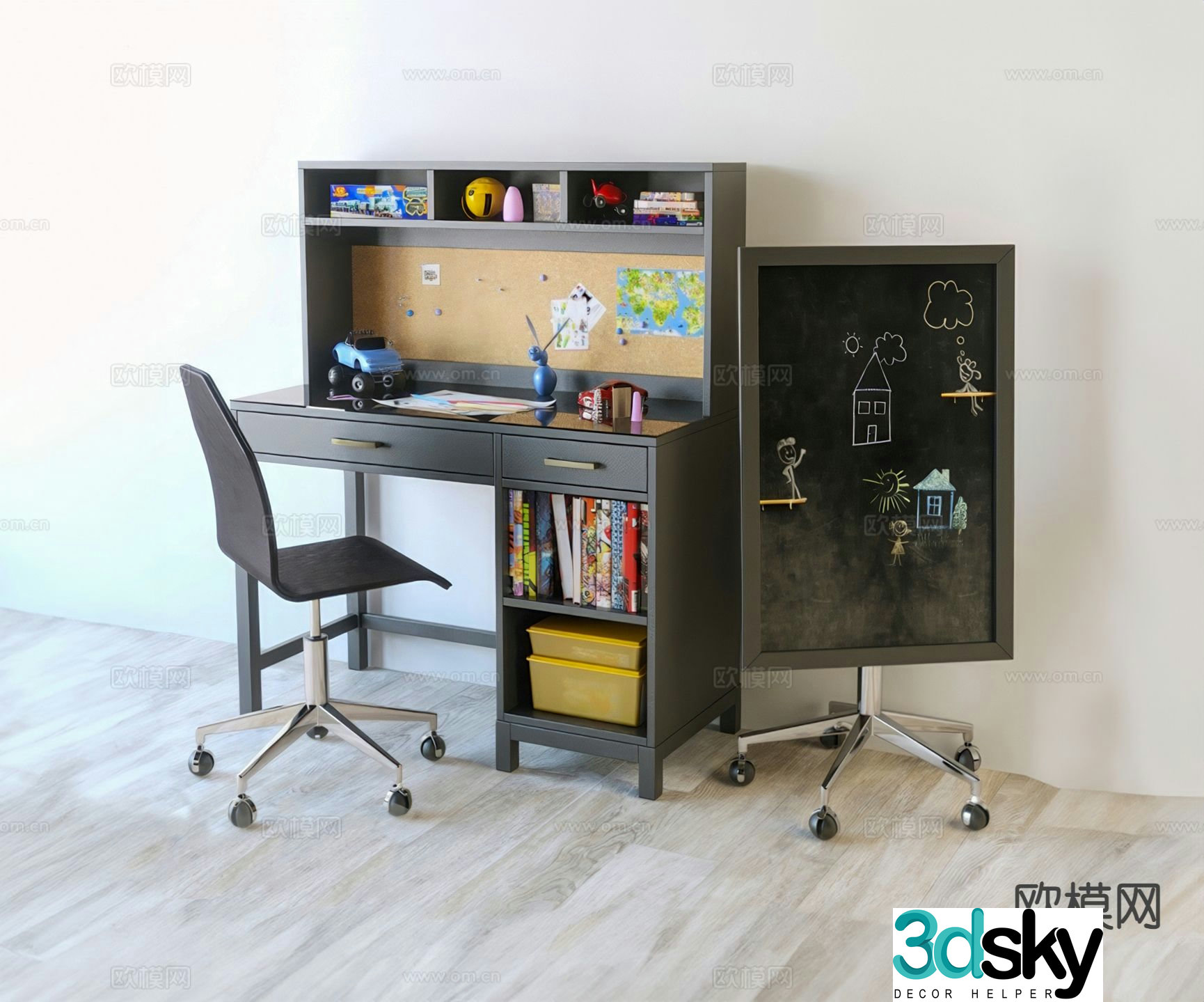 Children’s desk study table 3d model