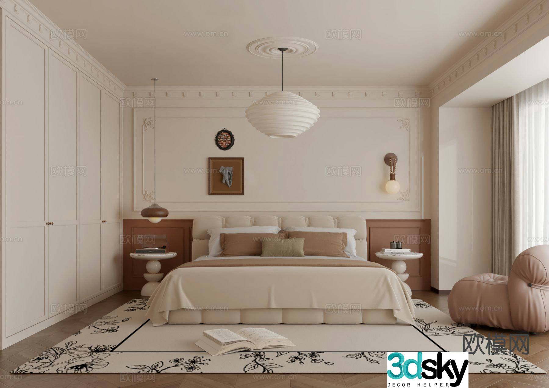French bedroom master bedroom 3d model