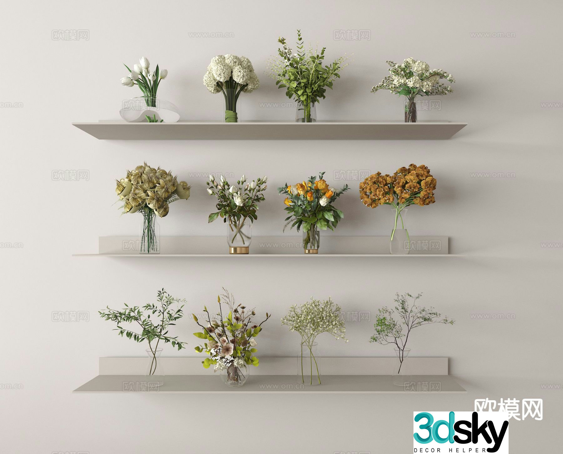vase floral arrangement flowers flower arrangement 3d model