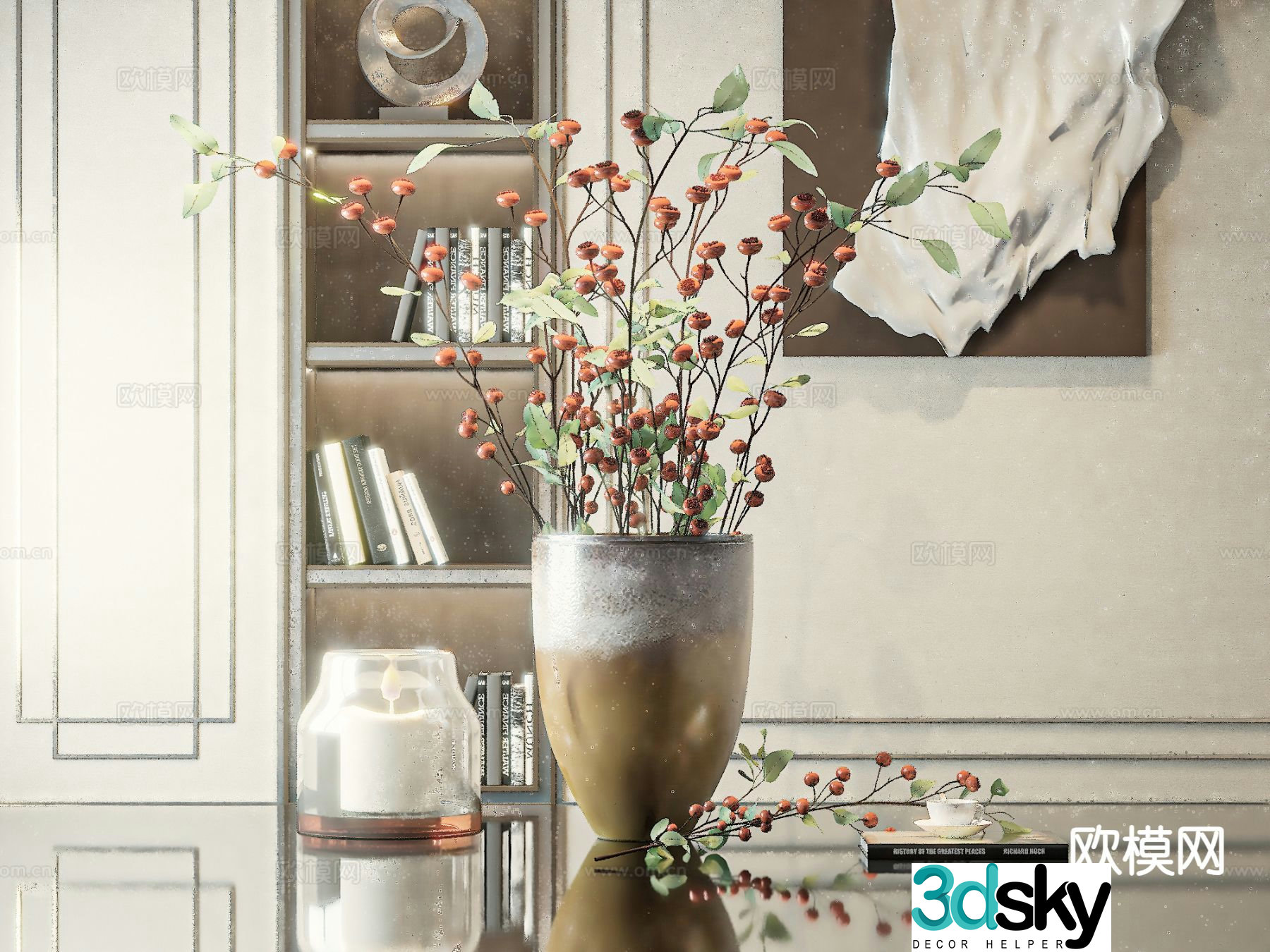 New Chinese style vase floral 3d model