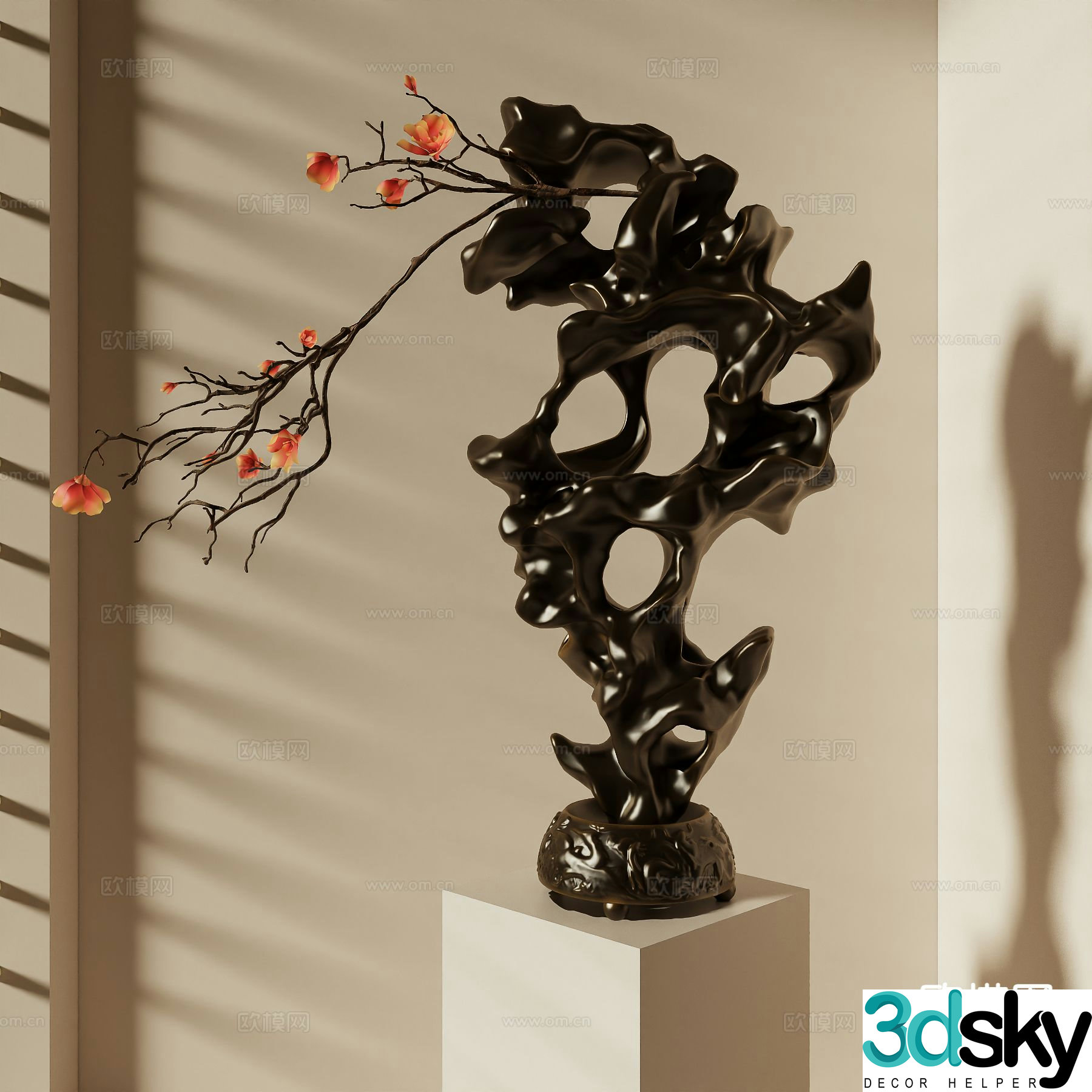 New Chinese Style Taihu Stone Sculpture Ornaments 3D Model