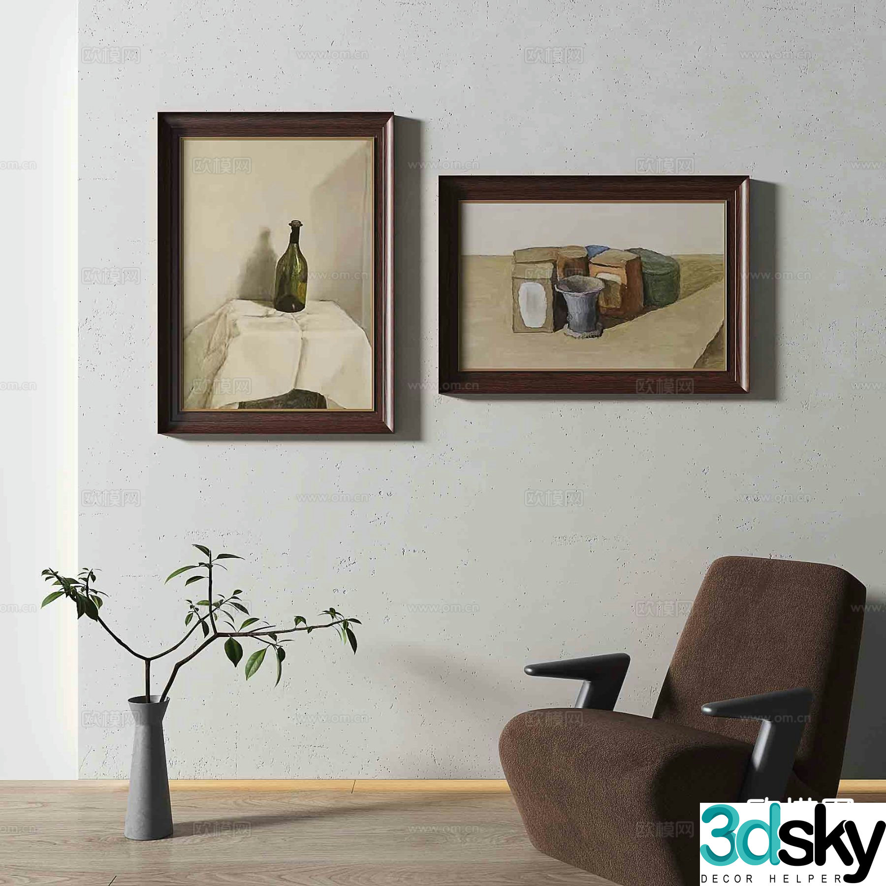 Simple European retro painting decorative painting oil painting 3d model