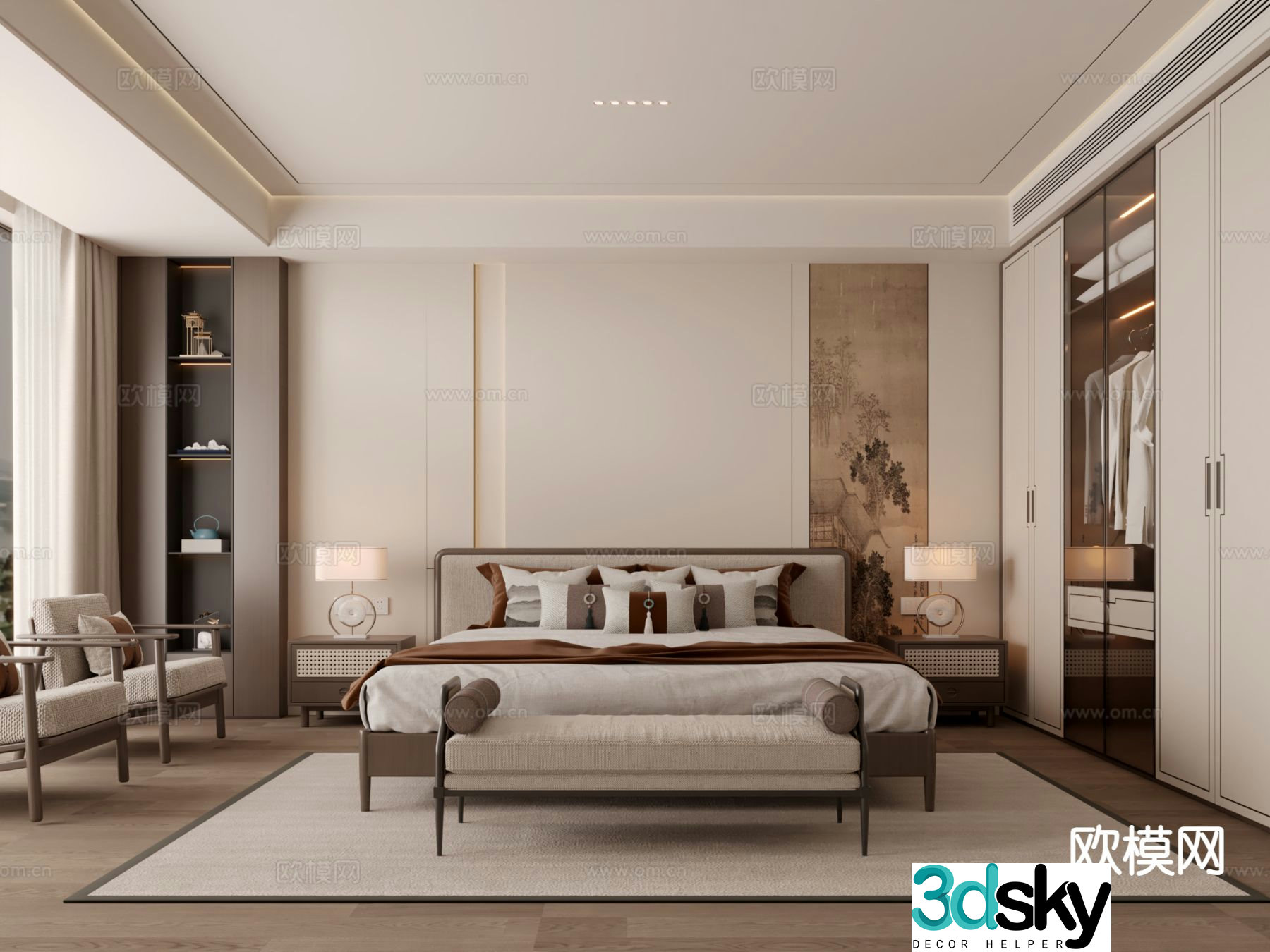 New Chinese style bedroom master bedroom 3d model