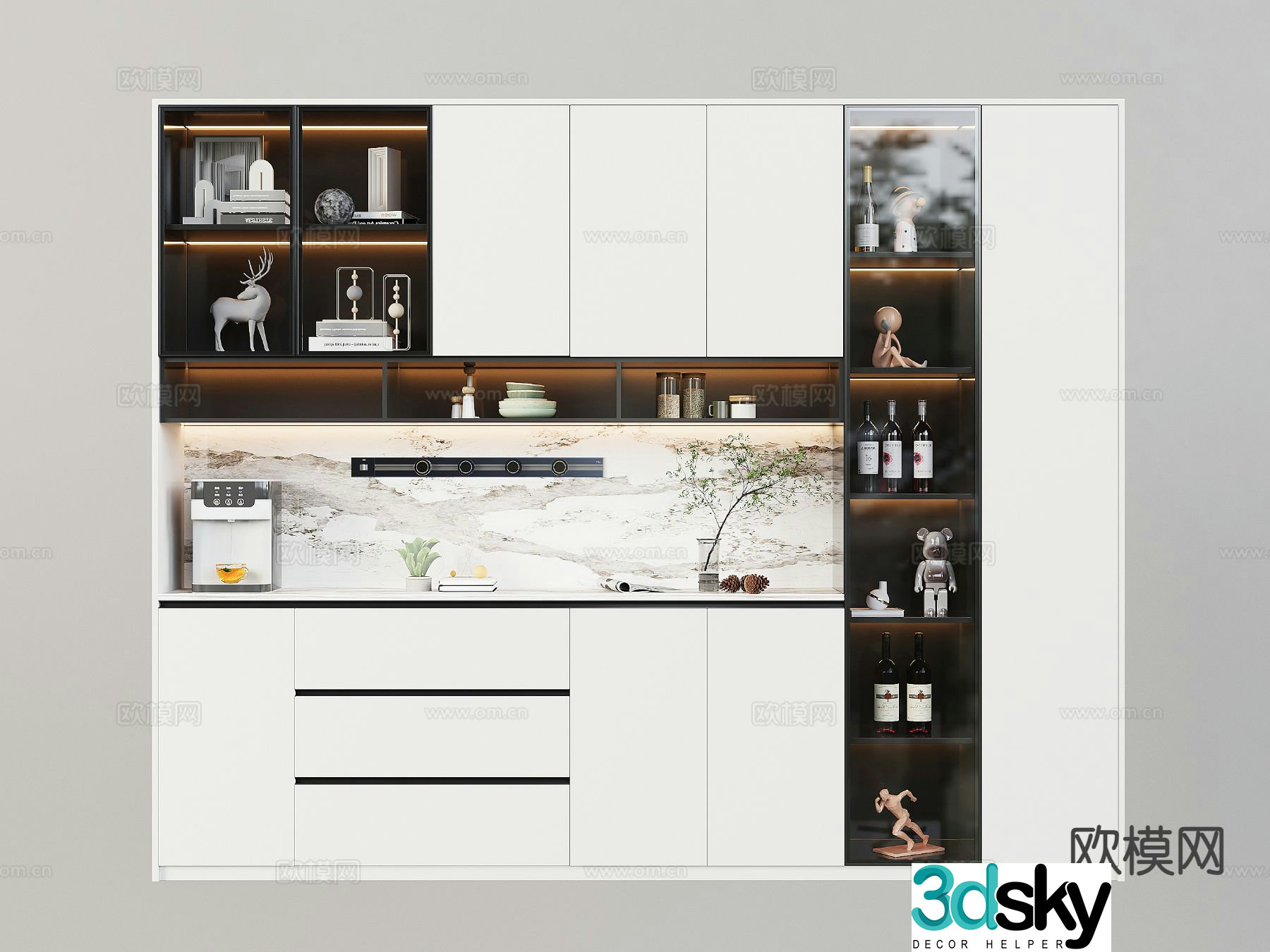 Modern wine cabinet sideboard 3d model