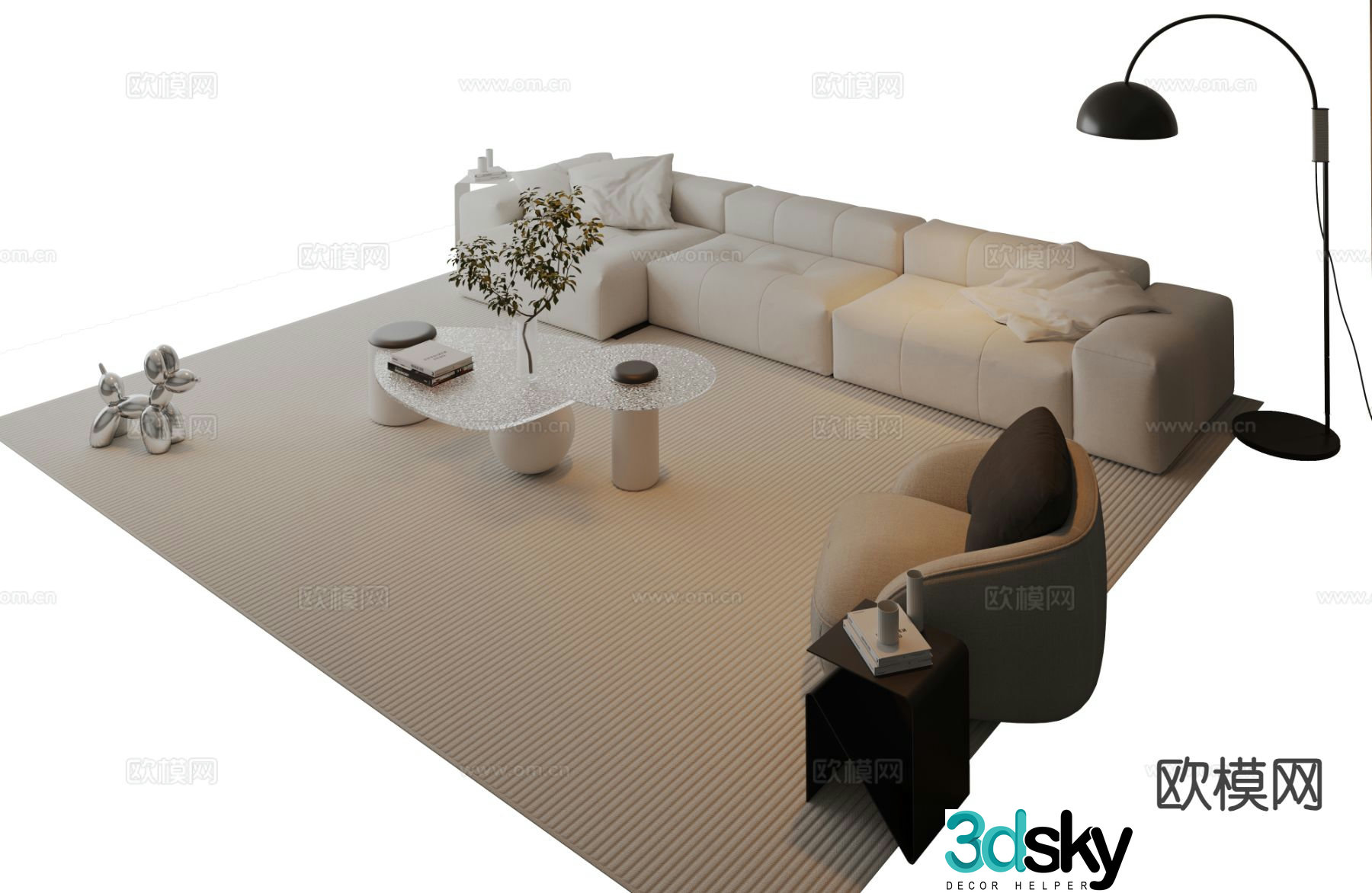 Modern sectional sofa 3d model