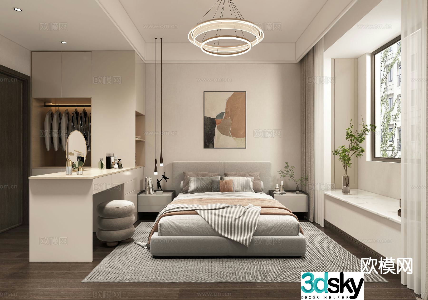 Modern bedroom master bedroom 3d model