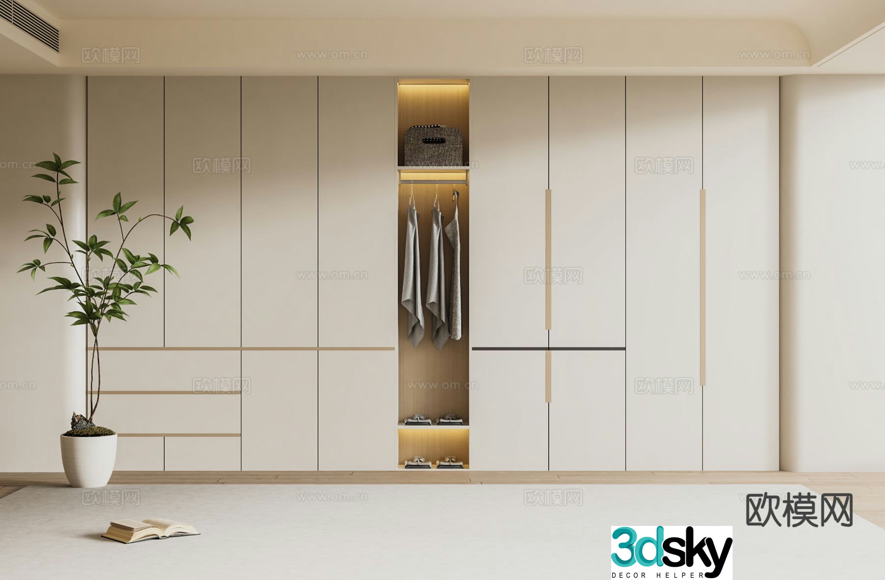 Cream style wardrobe wardrobe 3d model
