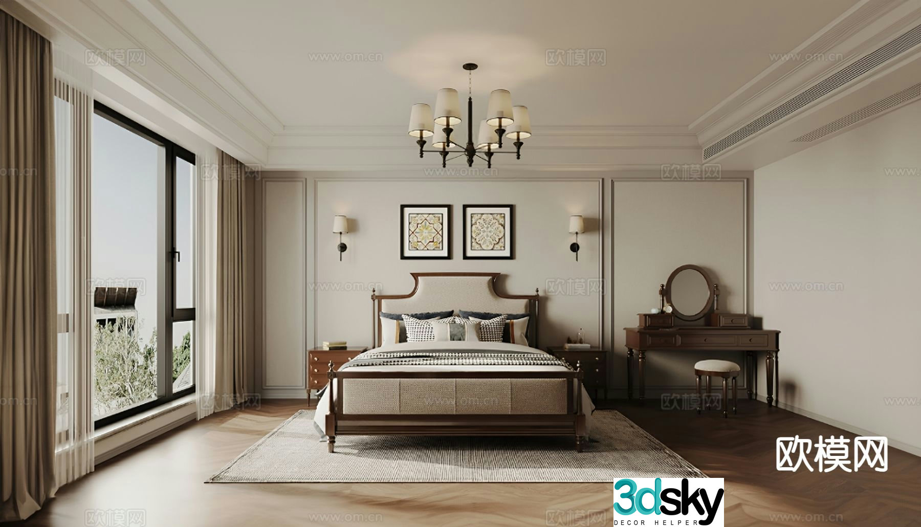 Medieval style bedroom master bedroom 3d model