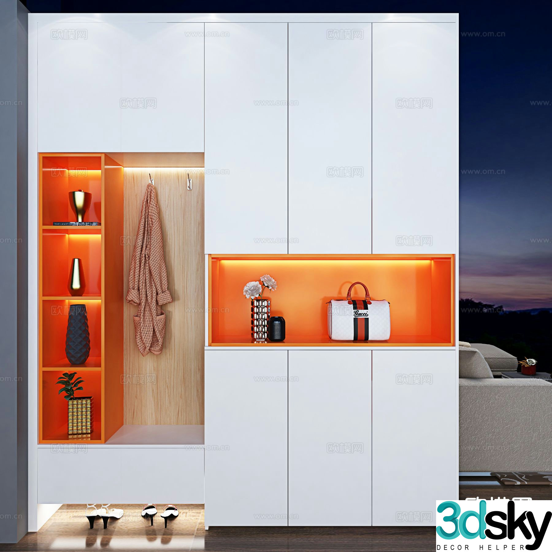 Entrance shoe cabinet partition shoe cabinet 3d model