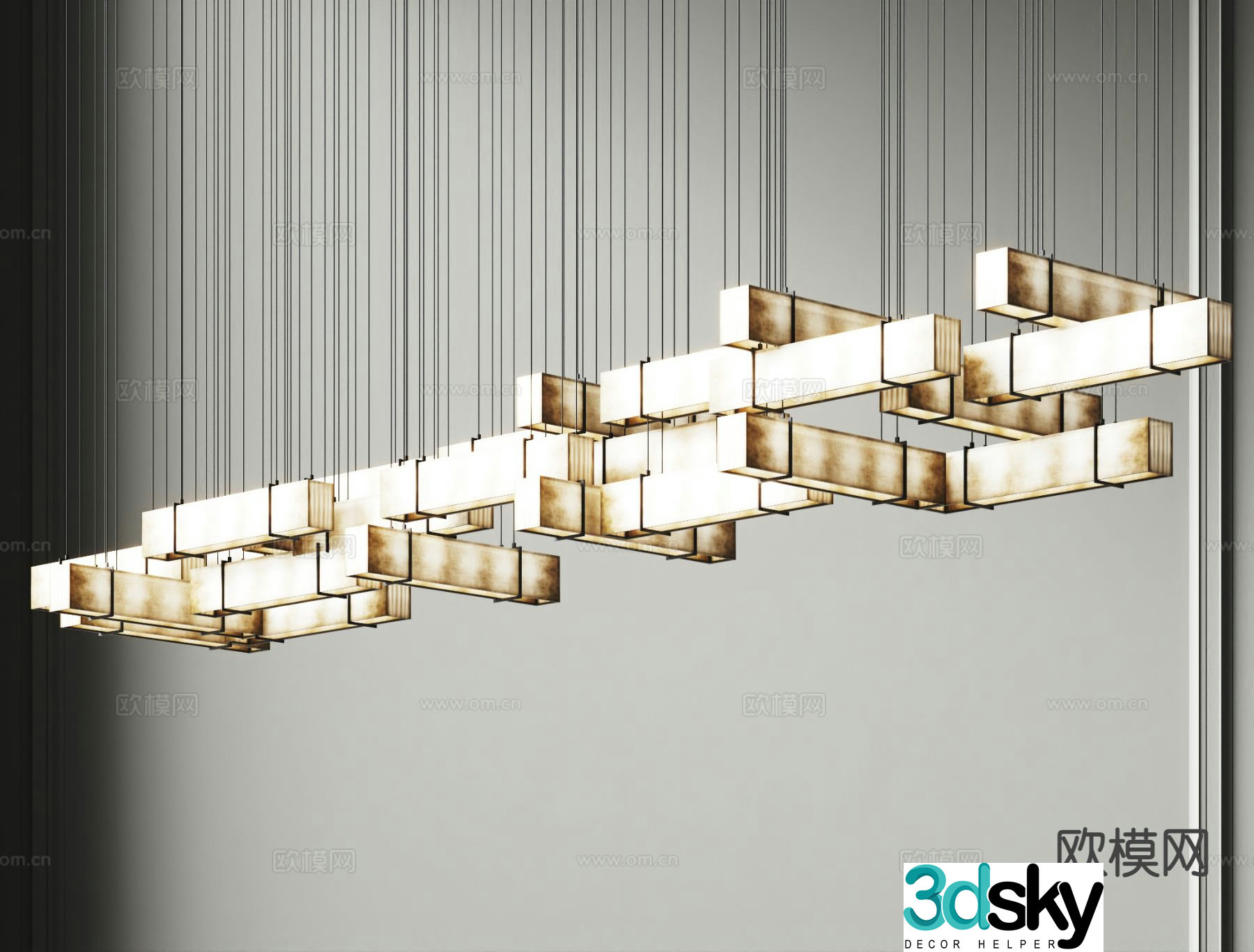 New Chinese style chandelier 3d model