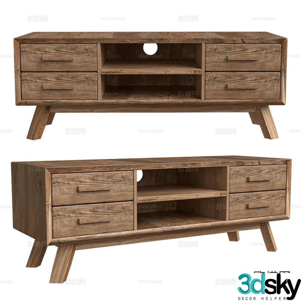 Bemondi log style TV cabinet 3d model