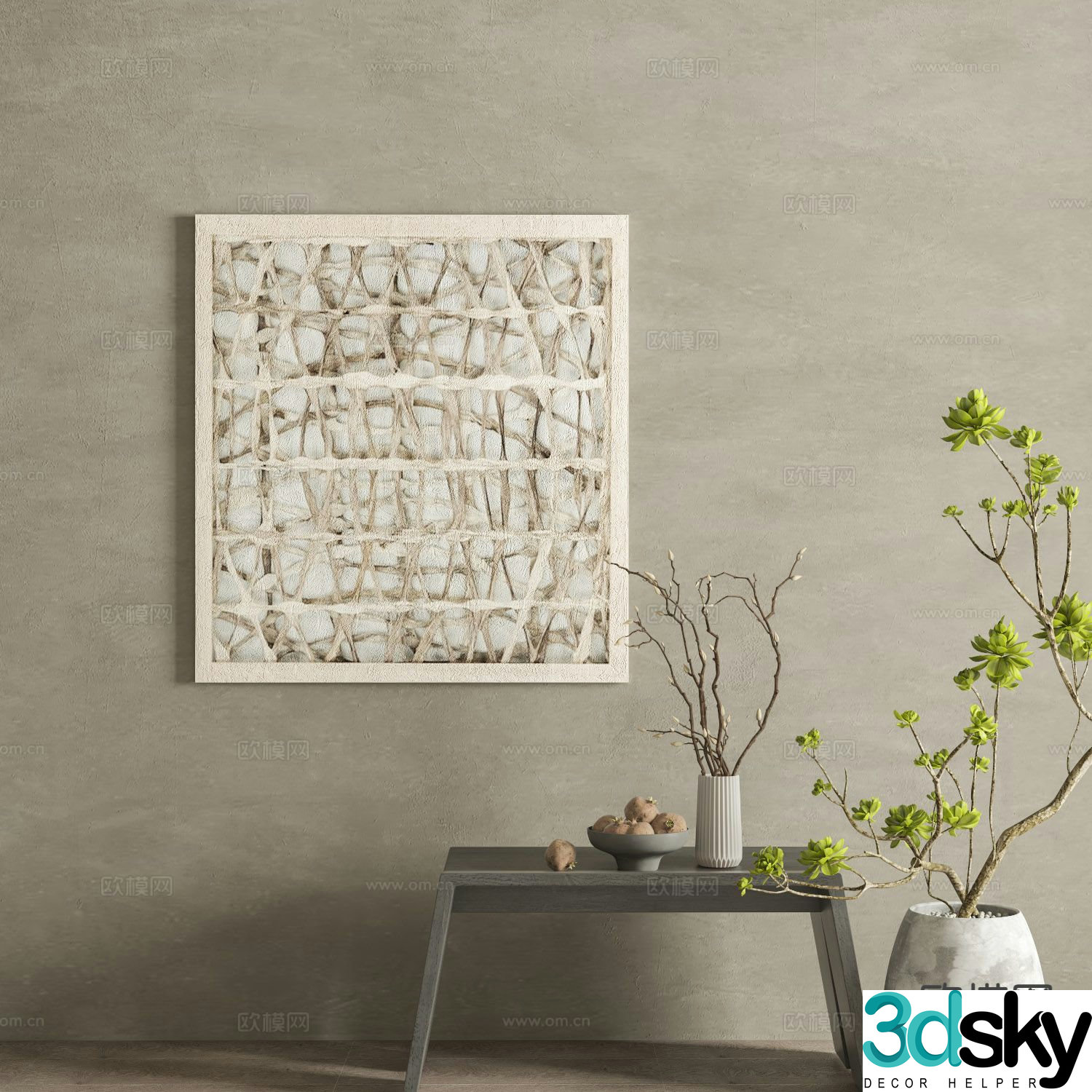 Wabi-sabi art painting texture painting decorative painting 3d model