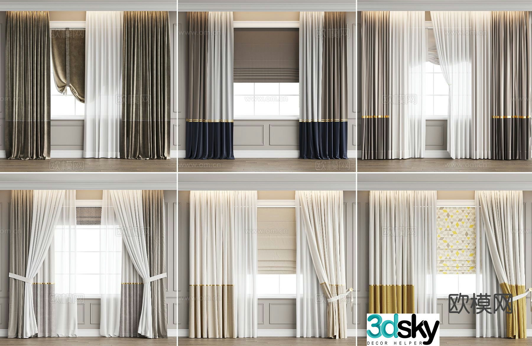 Plain curtain screen gauze curtain 3d model