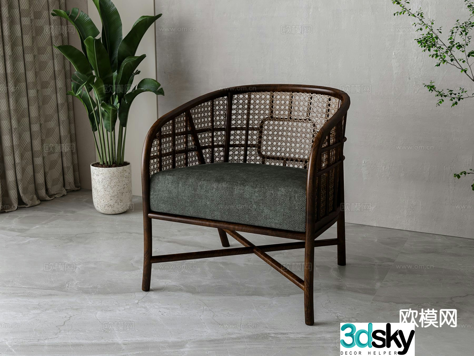 New Chinese style chair leisure chair 3d model